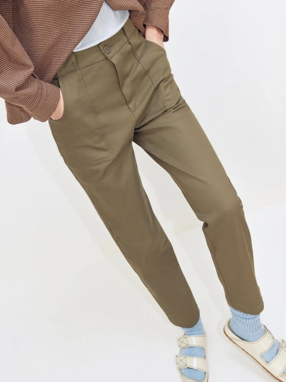 Other eve gravel JOY pants olive green high waist straight cut Size 30" / US 8 / IT 44 - 1 Thumbnail