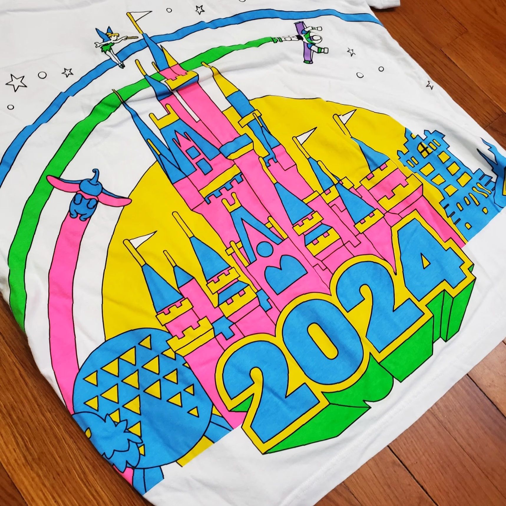 Disney Disney Shirt Mens XL White Walt Disney World 2024 Castle Graphic Tee Buzz Lightyear Tinker Bell Size US XL / EU 56 / 4 - 2 Thumbnail