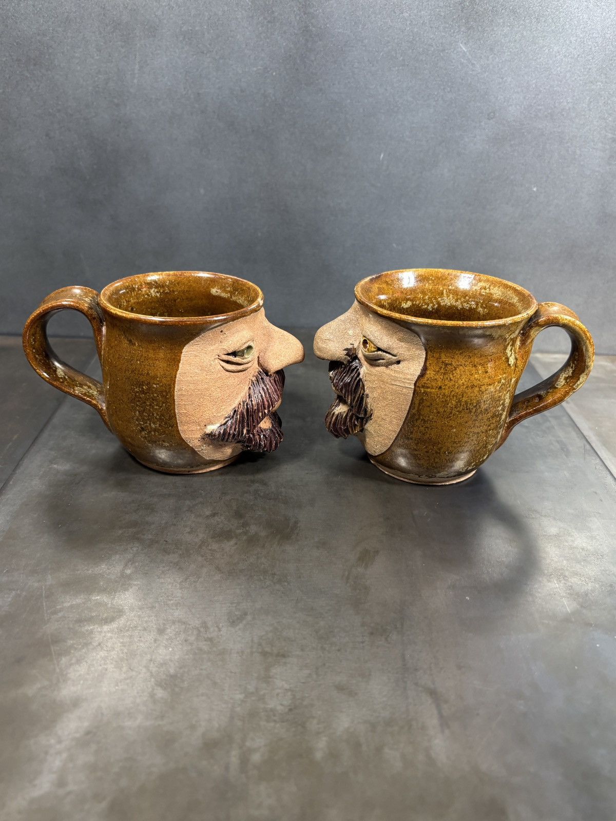 Vintage 1970s Stoneware Mugs Cobalt Pottery Canada Novelty Faces Cup Size ONE SIZE - 19 Thumbnail