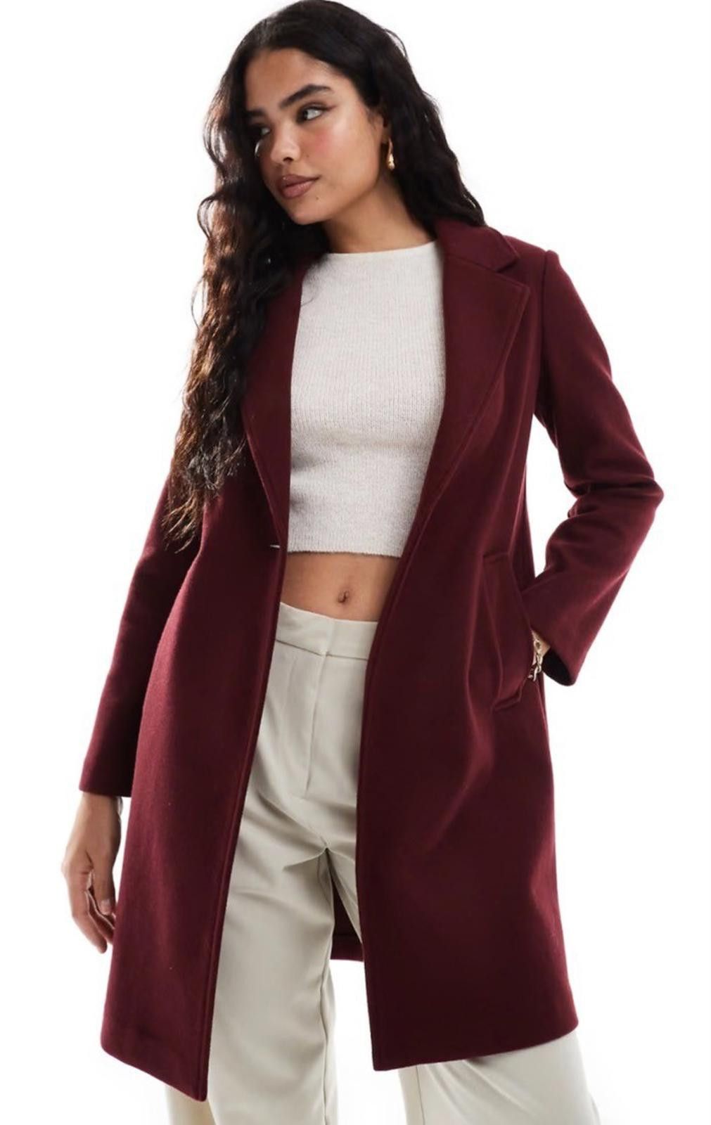 Other *NWT* STRADIVARIUS Wool Look Jacket in Burgundy (X-SMALL) Size XS / US 0-2 / IT 36-38 - 1 Thumbnail
