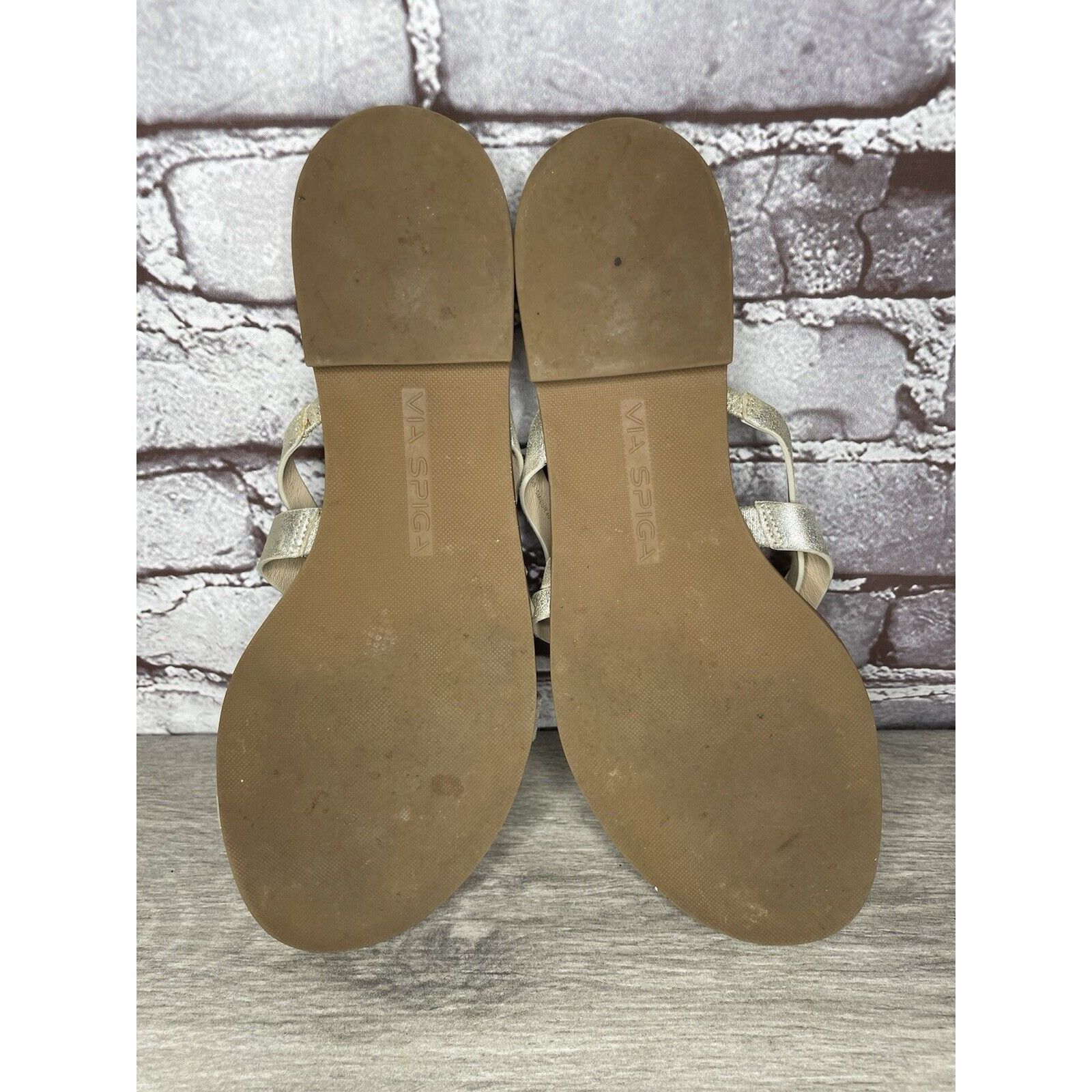 Other Via Spiga Metallic Silver Leather Toe Post Slides Sandals Wo Size US 10 / IT 40 - 14 Thumbnail