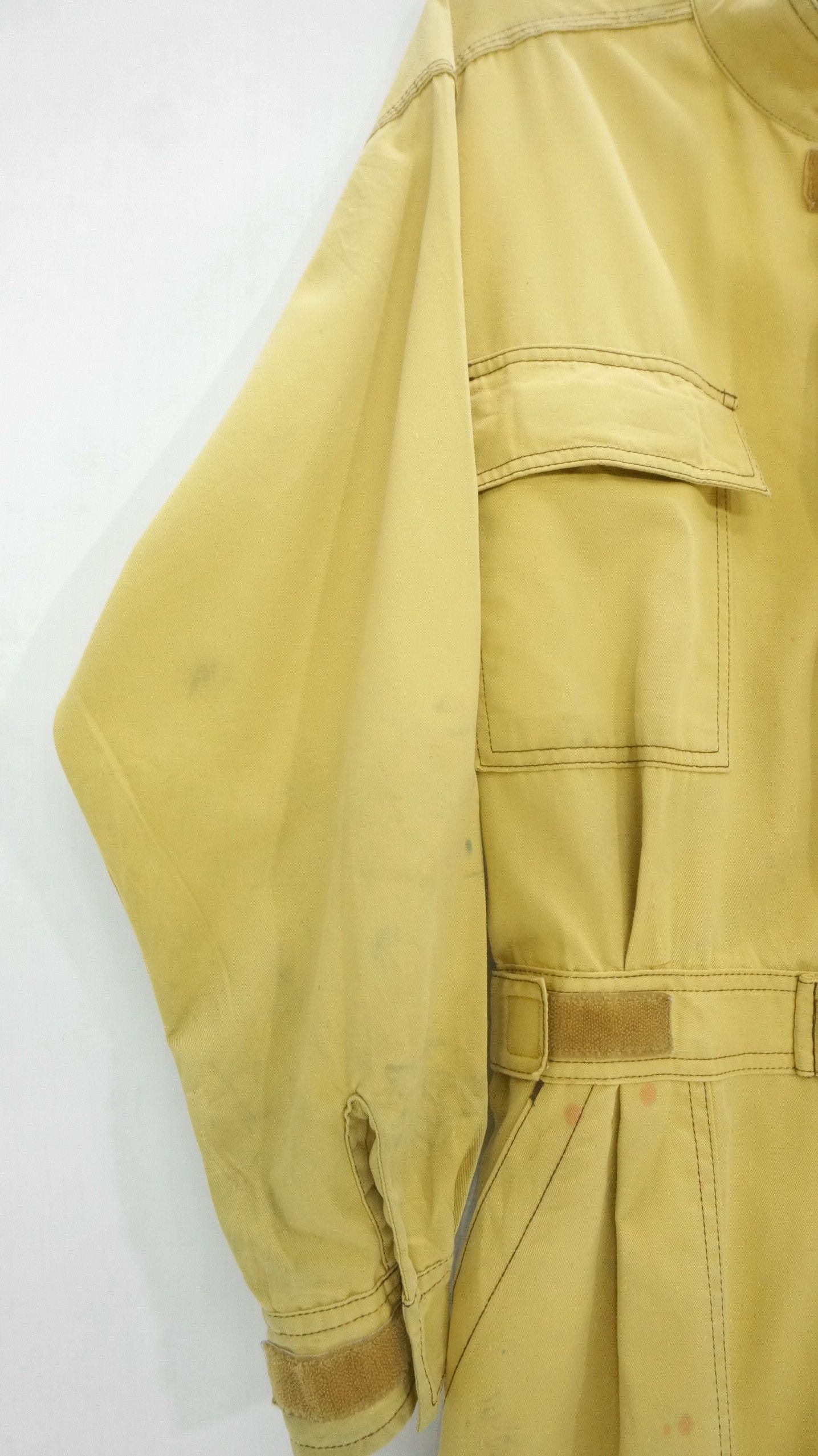 Japanese Brand Vintage TOYOTA Faded Pale Yellow Coverall Size US 31 - 4 Thumbnail
