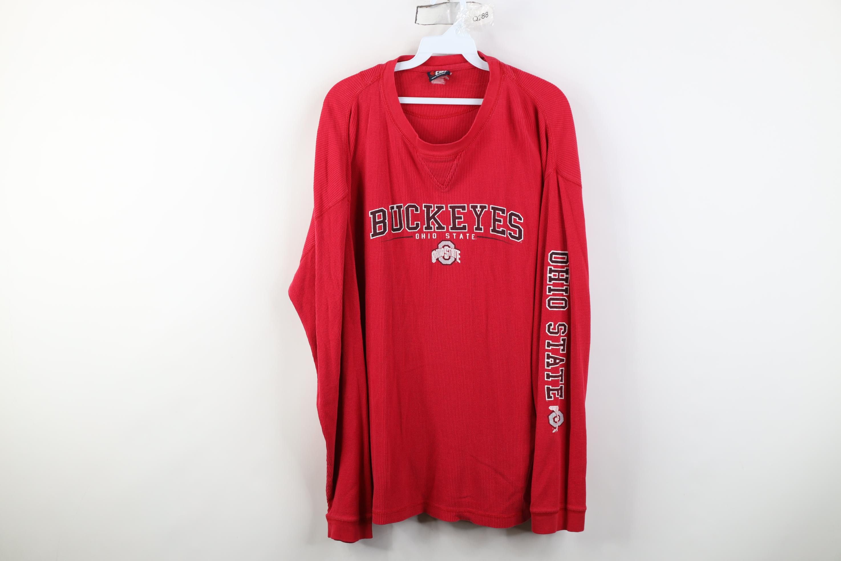 Vintage Vintage 90s Y2K Knit Ohio State University T-Shirt Red Size US XXL / EU 58 / 5 - 1 Thumbnail