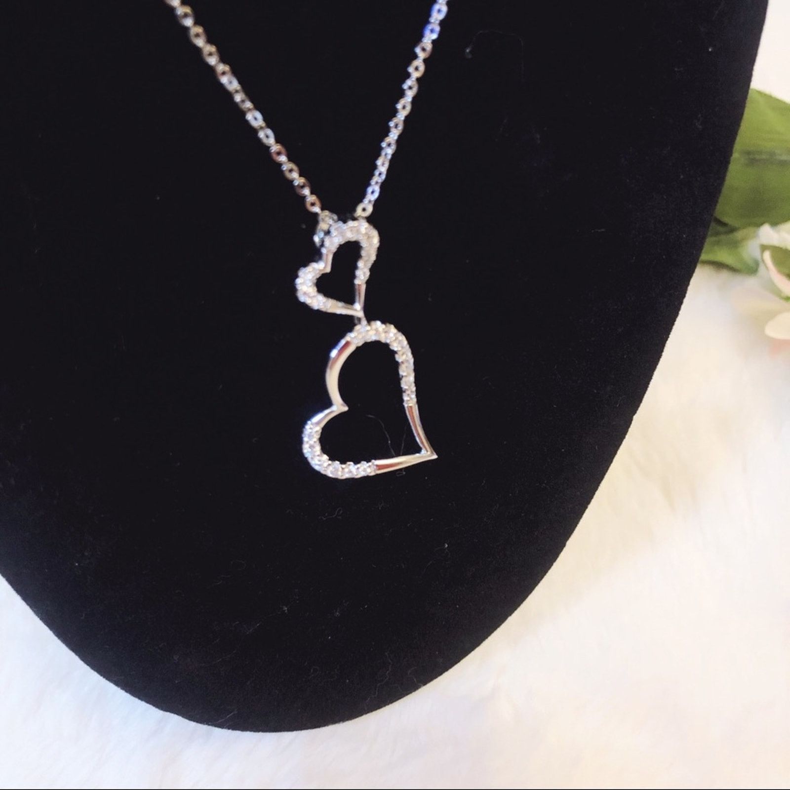 Other Sterling Silver Double Heart Necklace Size ONE SIZE - 8 Thumbnail