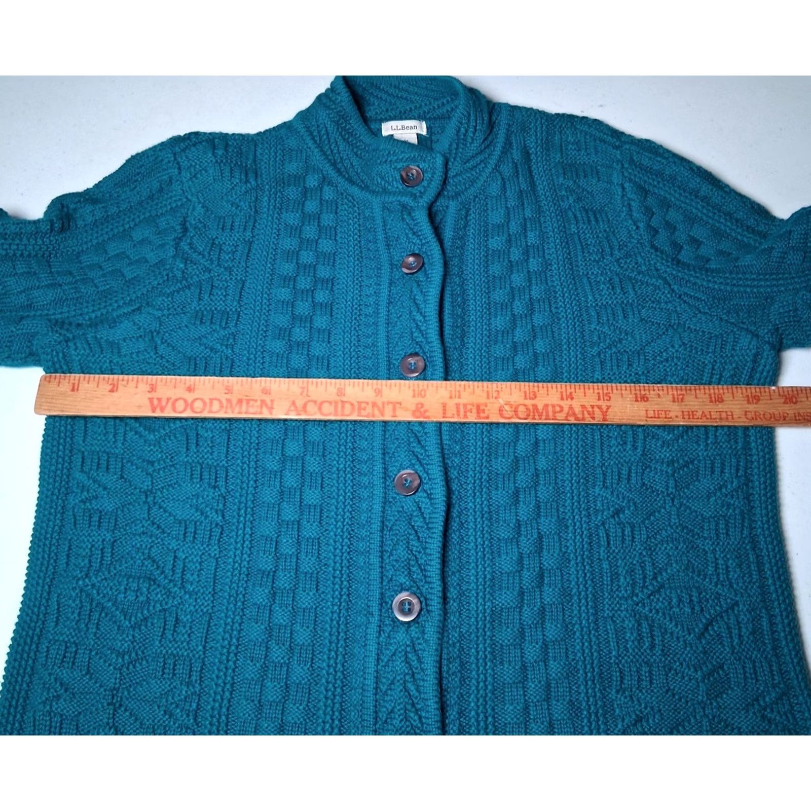 Vintage VINTAGE? LL Bean Cardigan Sweater Medium Button Mixed Knit Turquoise Blue M Womens Regular Cotton Knit Playground? Size M / US 6-8 / IT 42-44 - 3 Thumbnail