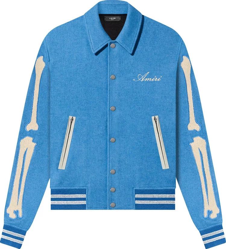 Amiri o1gr1nt1024 Bones Varsity Jacket in Varsity Blue Size US M / EU 48-50 / 2 - 1 Thumbnail