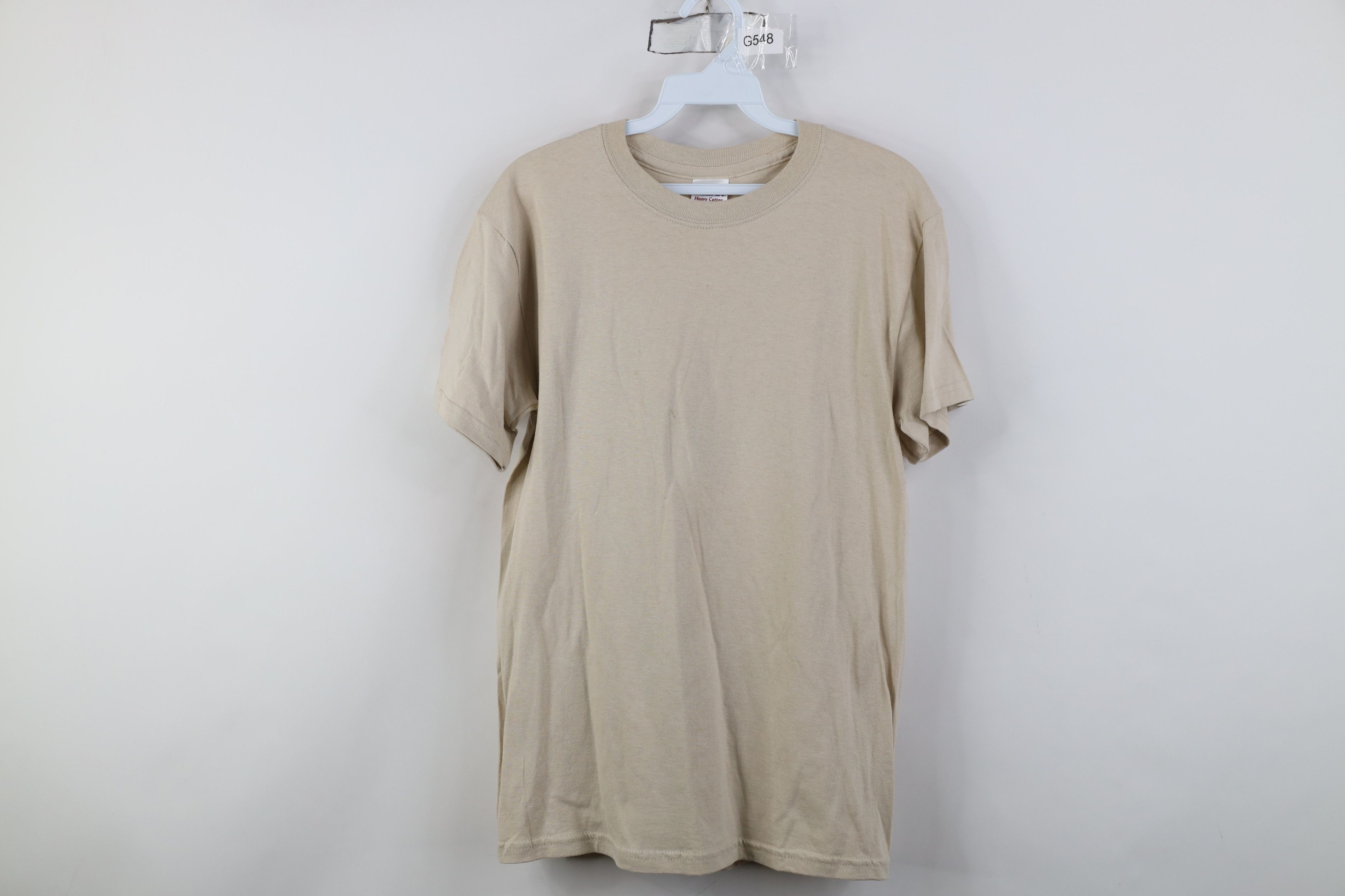 Vintage Vintage Y2K Streetwear Heavyweight Cotton T-Shirt Beige Tan Size US S / EU 44-46 / 1 - 1 Thumbnail