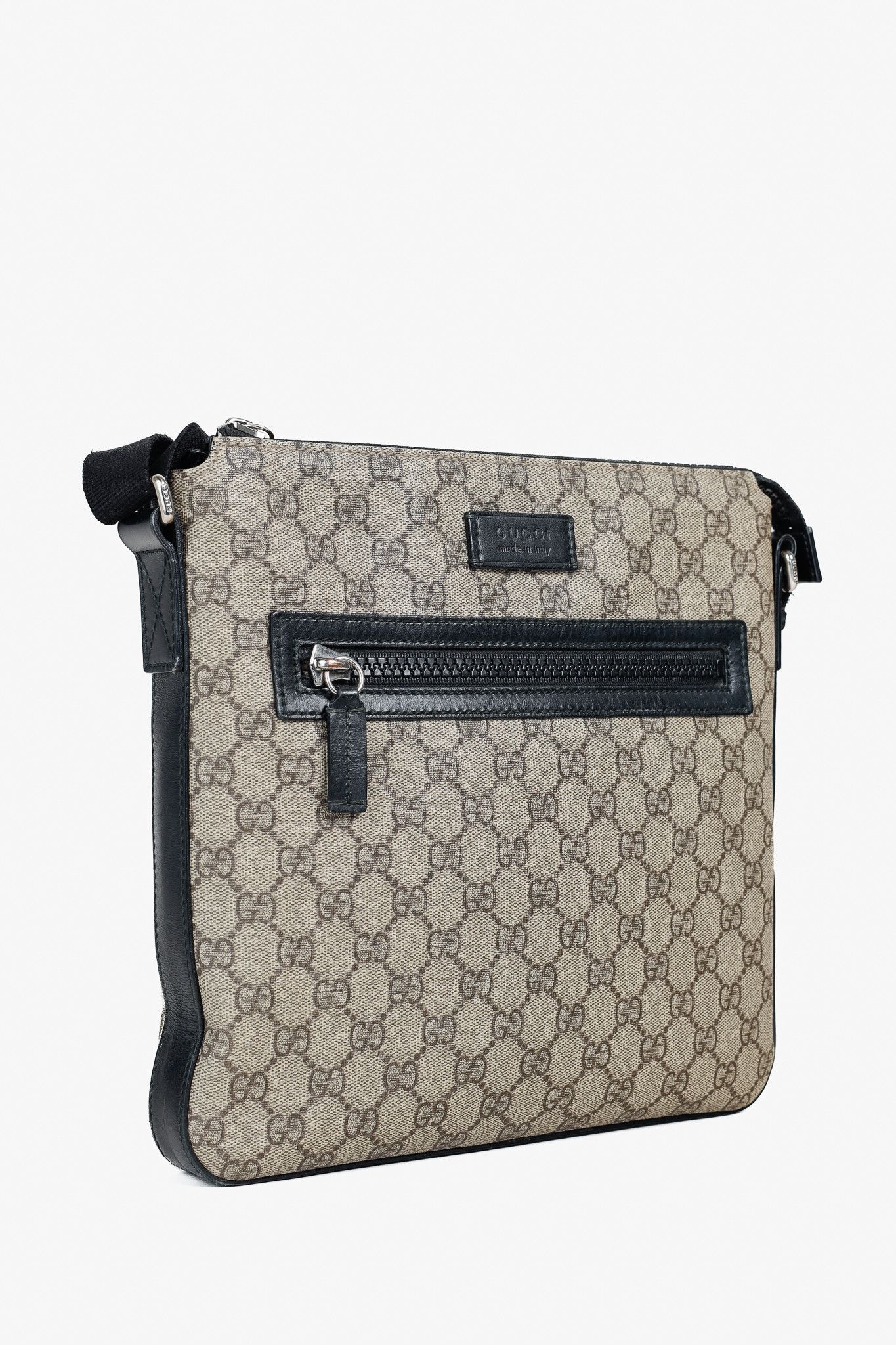 Gucci Gucci GG Supreme Monogram Leather Trim Flat Messenger Bag Size ONE SIZE - 2 Thumbnail