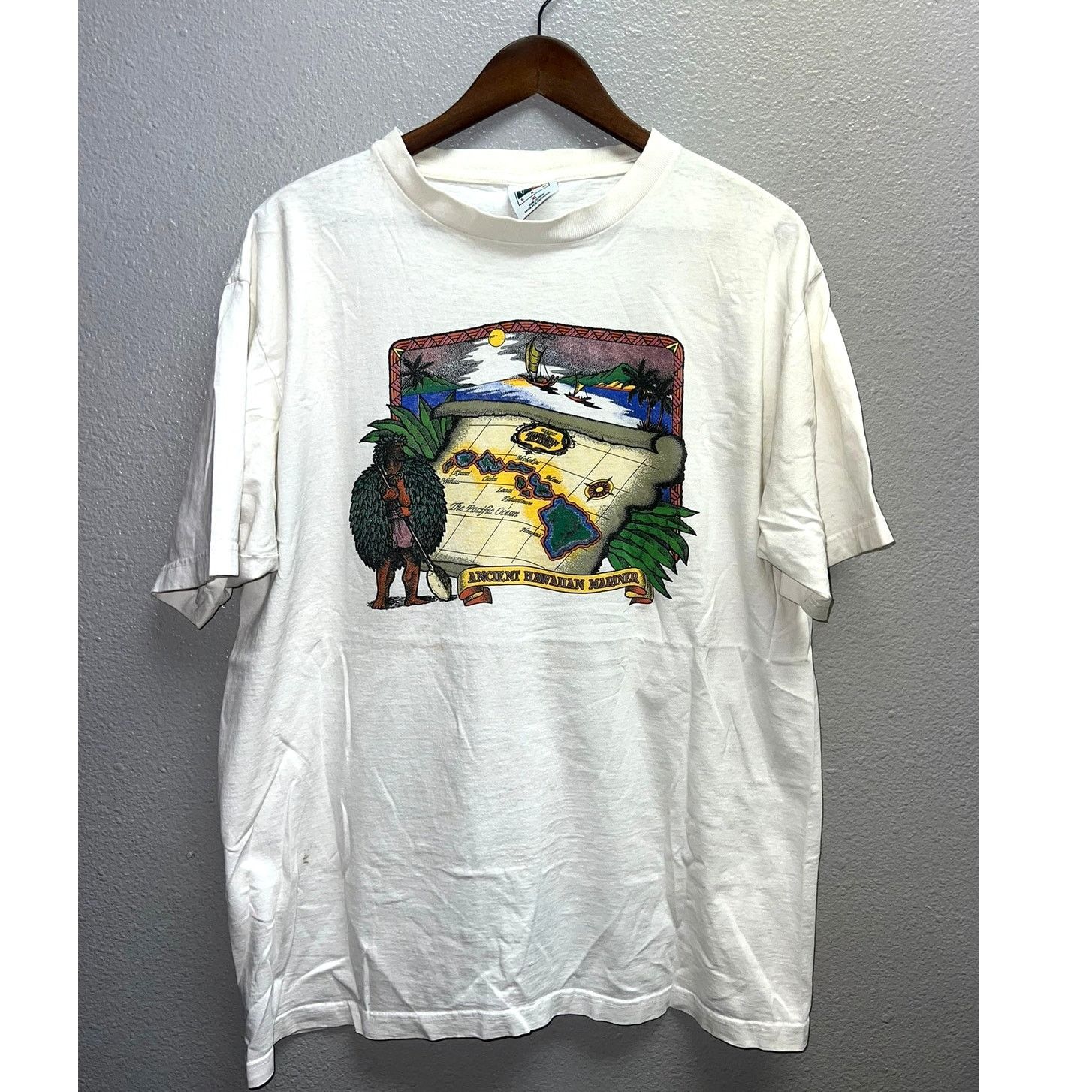 Vintage Vintage Hawaii Ancient Hawaiian Mariner Map White XL Shirt Size US XL / EU 56 / 4 - 1 Thumbnail