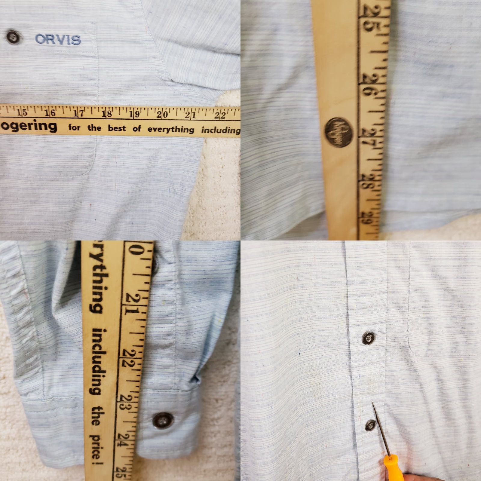 Orvis Orvis Button-Up Shirt M Heathered Blue Long Sleeve Embroidered Chest Pocket Multicolor Blended Cotton Size US M / EU 48-50 / 2 - 9 Thumbnail