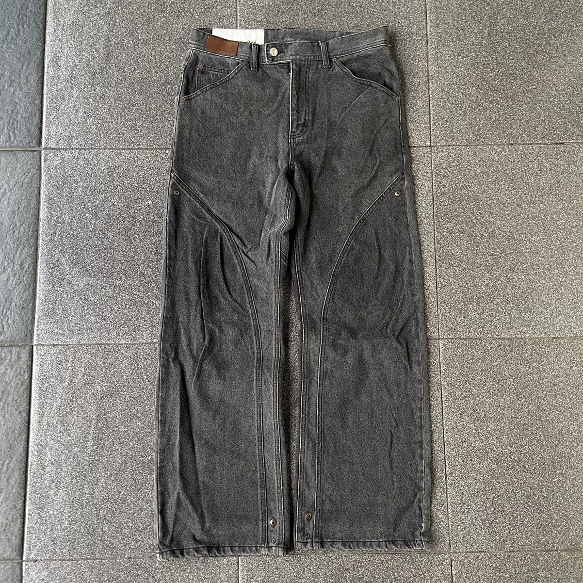 Andersson Bell BlackWash Lucas Contrast Panel Wide-Leg Denim