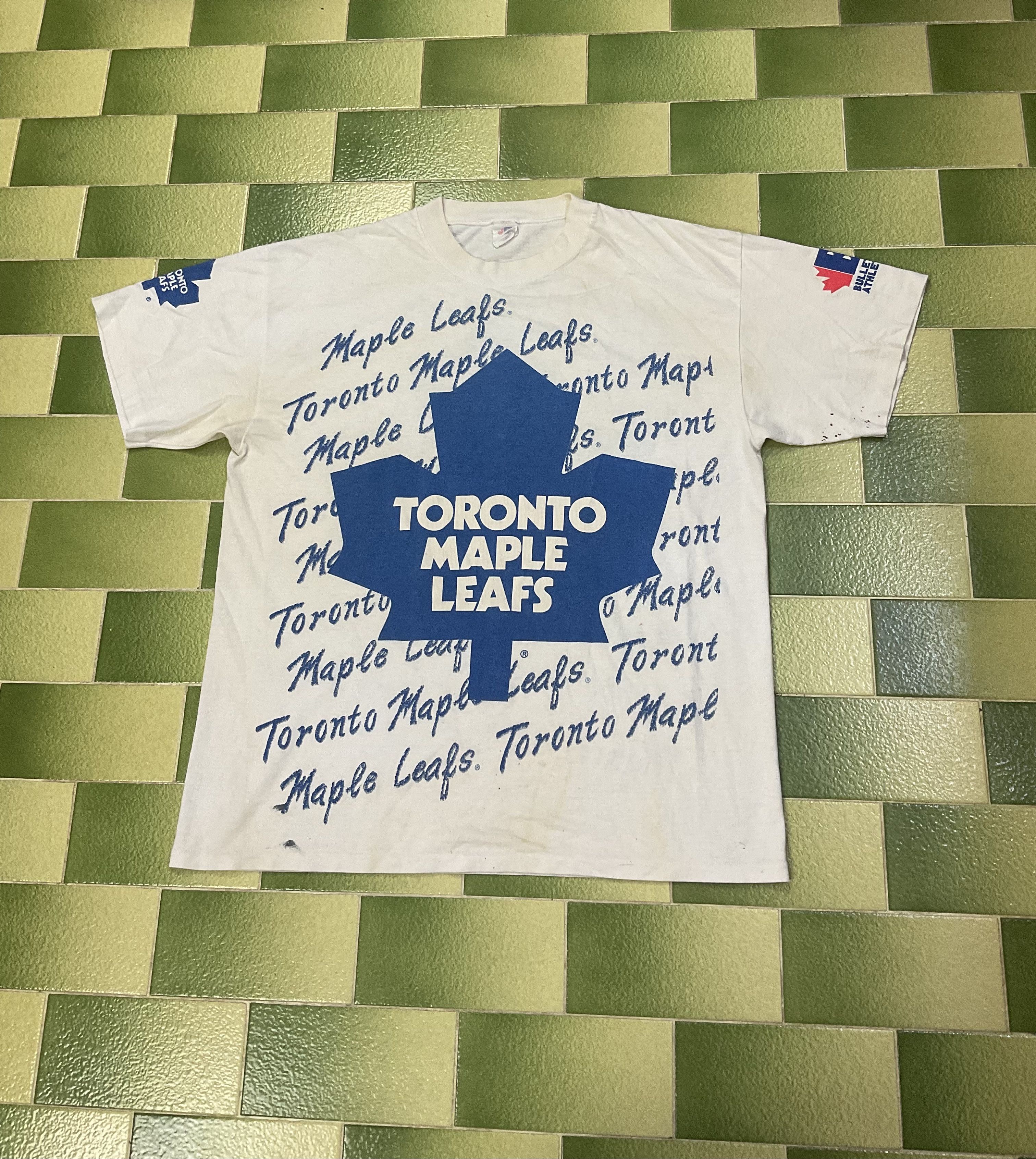 Vintage Trashed 90s Toronto Maple Leaf All Over Print Tshirt