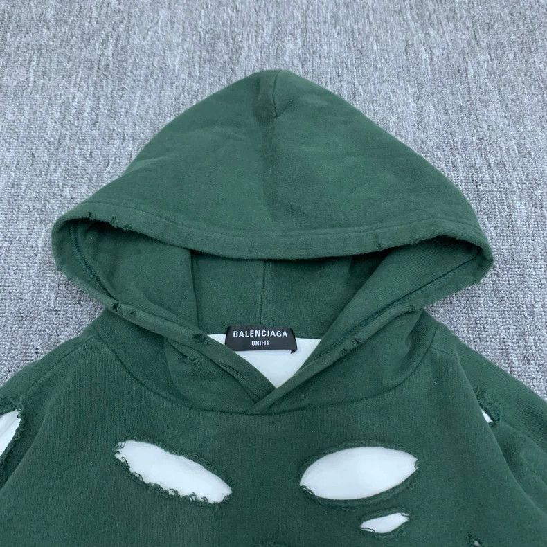 Balenciaga Balenciaga Green Ripped Old Sabotage Hoodie Hoodie Size US XS / EU 42 / 0 - 9 Thumbnail