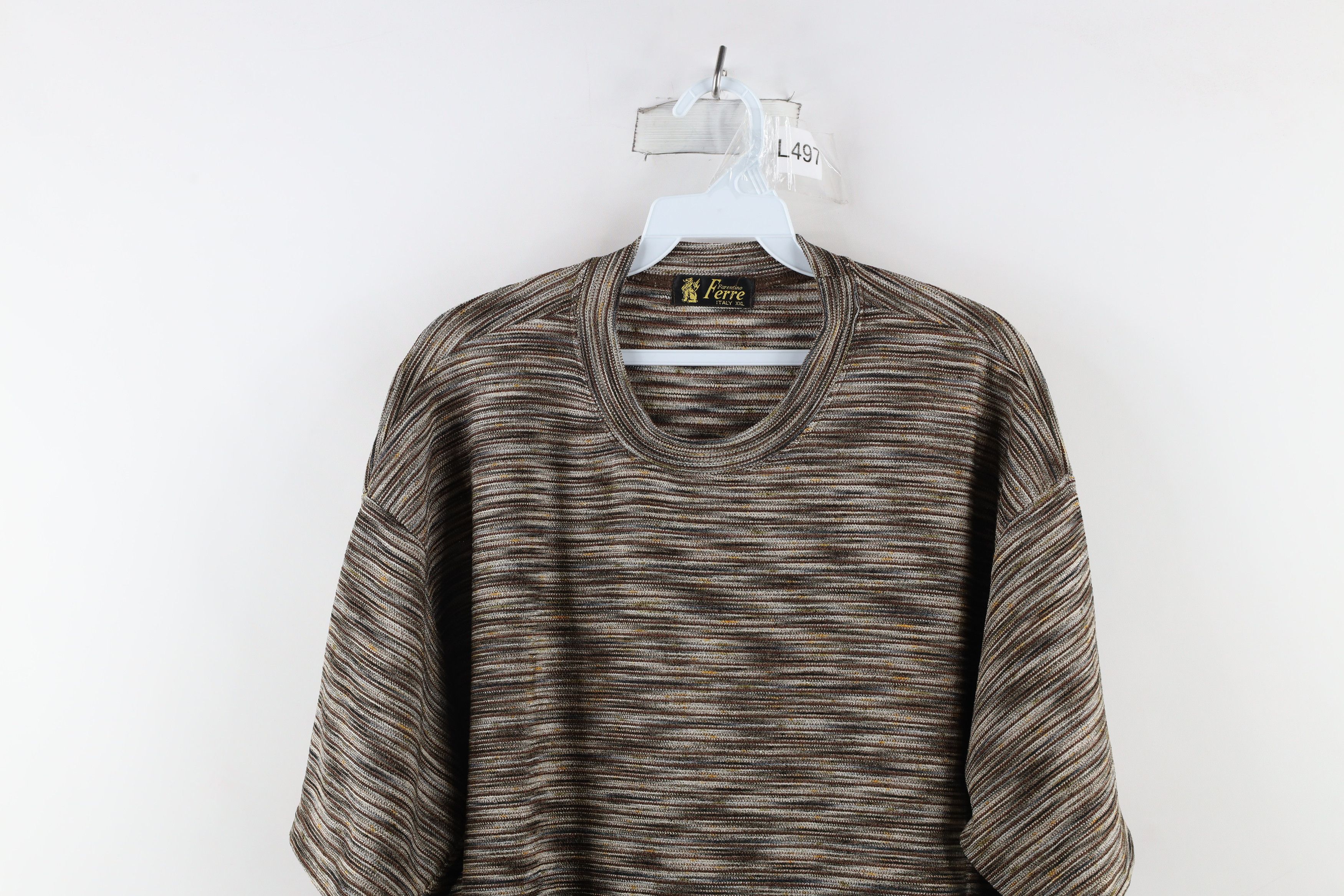 Vintage Vintage 90s Coogi Style Rainbow Knit Short Sleeve T-Shirt Size US XXL / EU 58 / 5 - 2 Thumbnail