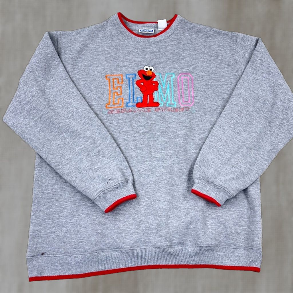 Vintage VINTAGE Sesame Street Elmo Sweatshirt Crewneck Adult Large Gray 90s Retro Mens Size US L / EU 52-54 / 3 - 1 Thumbnail
