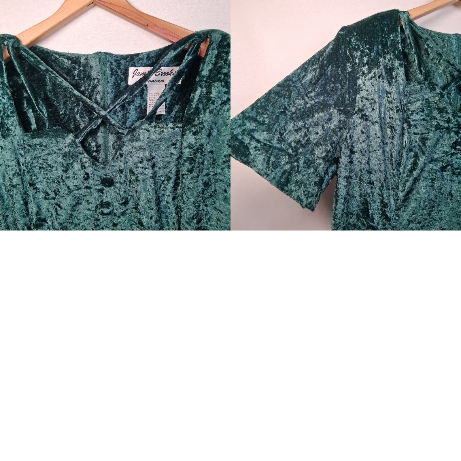 Velour Vintage Jamie Brooke Dress 16 Size 16 Green Velour Strappy Fairy Whimsical Size XXL / US 16-18 / IT 52-54 - 8 Thumbnail