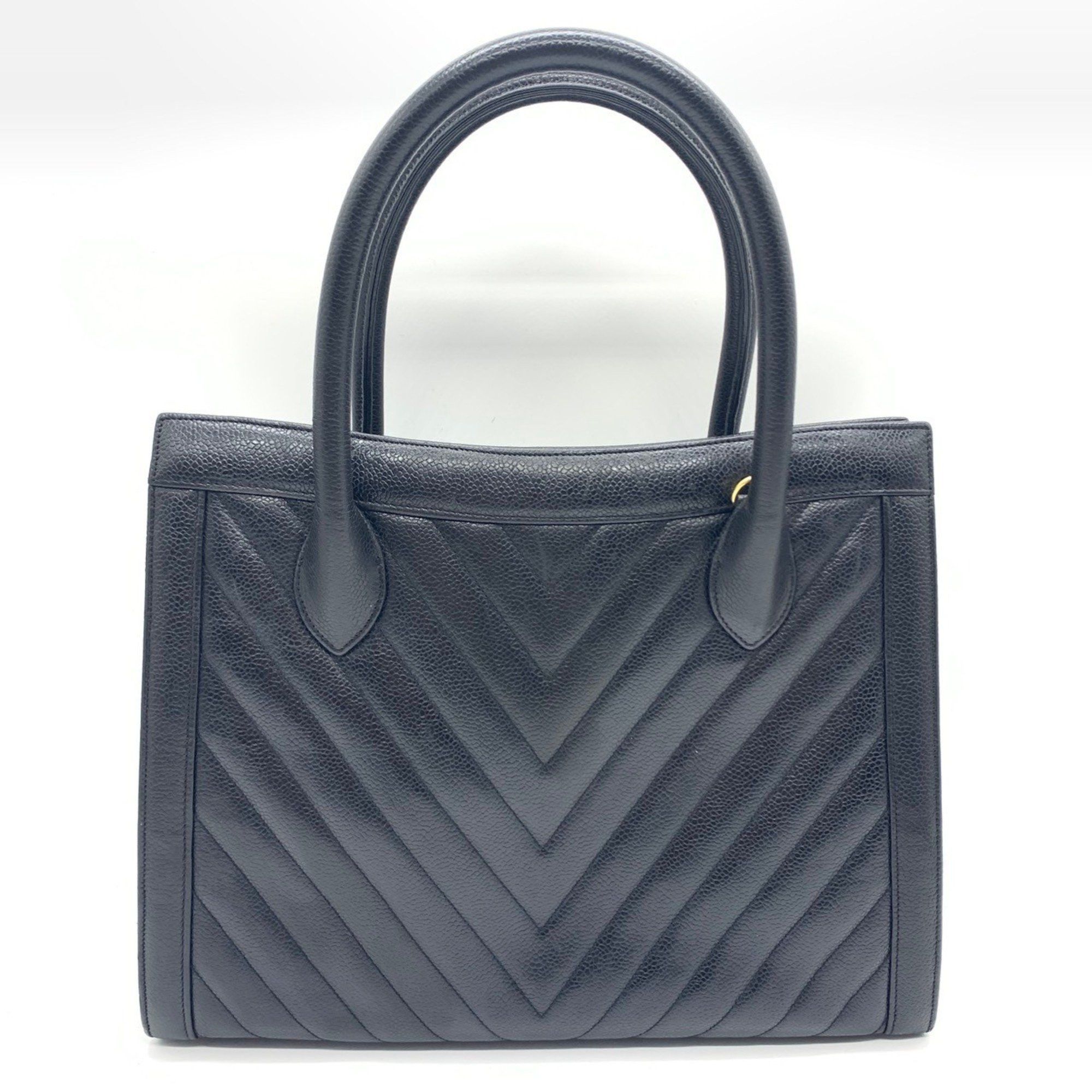 Chanel Chanel V-stitch Coco Ball Tote Bag Handbag Caviar Skin Women's Black CHANEL Size ONE SIZE - 1 Thumbnail
