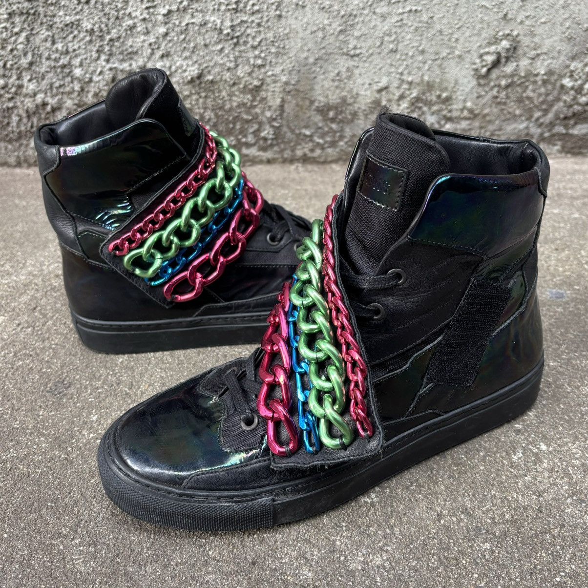 Raf Simons Raf Simons Black Holographic Tricolor Chained Velcro Sneaker Size US 7 / EU 40 - 3 Thumbnail