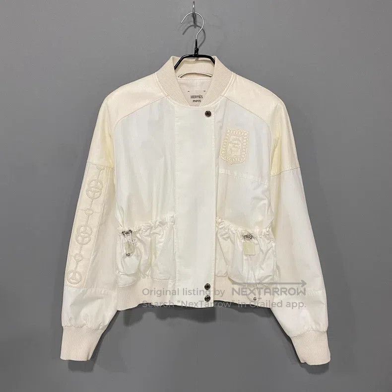 Hermes Hermes Off-white leather patch embroidery jacket Size XS / US 0-2 / IT 36-38 - 1 Thumbnail