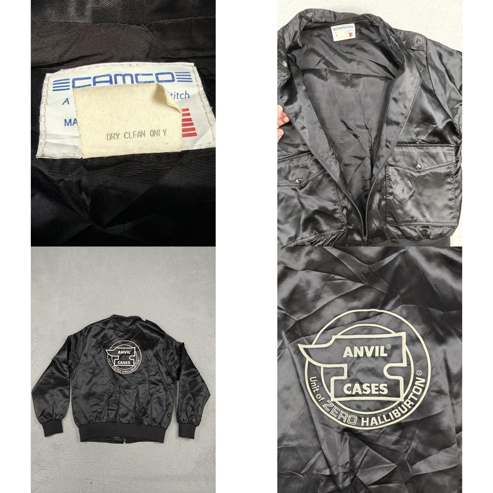 Vintage VINTAGE CAMCO Jacket Bomber Mens Large Black Satin Logo Anvil Cases Made USA Size US L / EU 52-54 / 3 - 8 Thumbnail