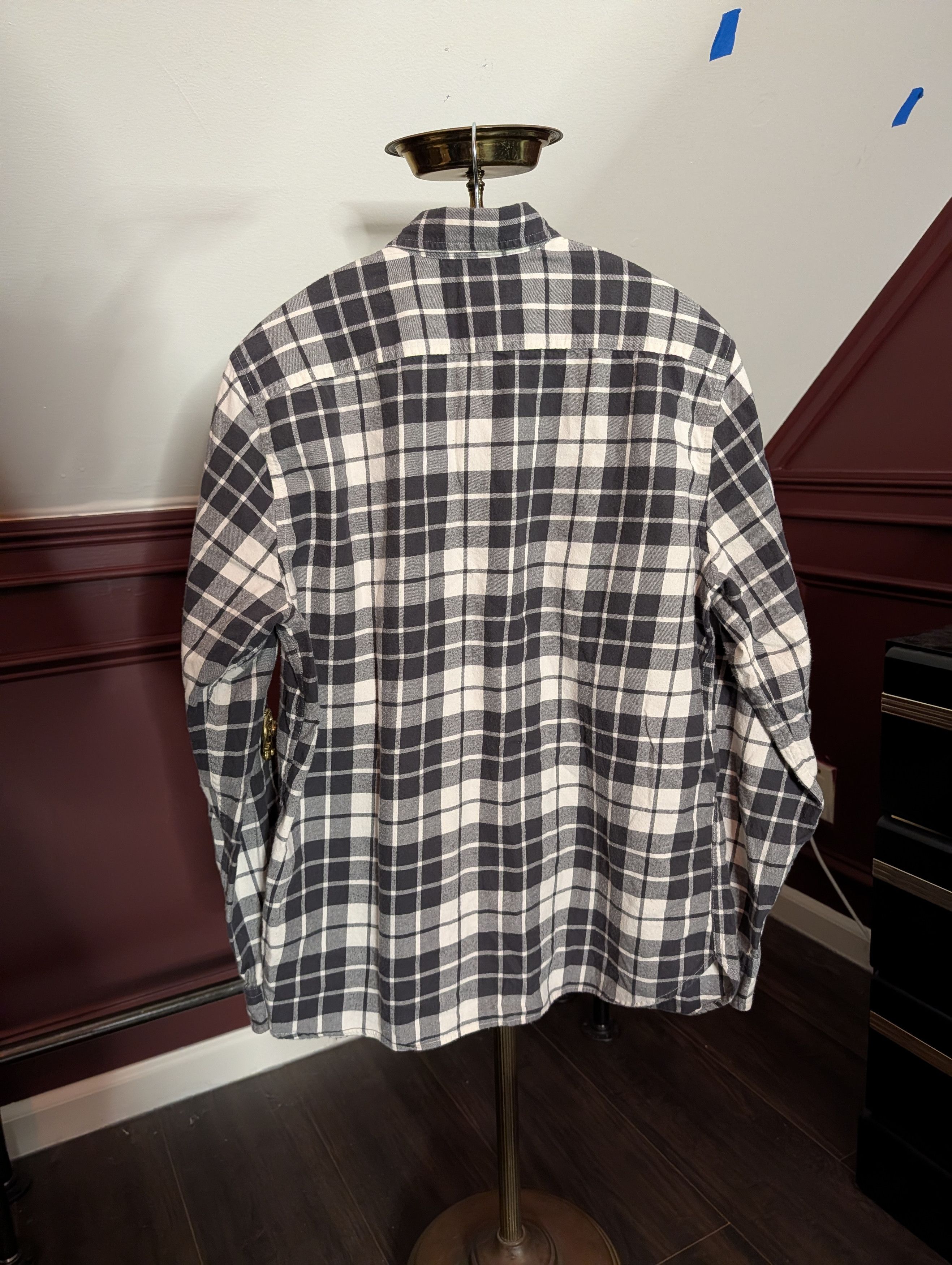 Allen Edmonds Plaid flannel dual chest pocket black/white button up shirt Size US M / EU 48-50 / 2 - 6 Thumbnail