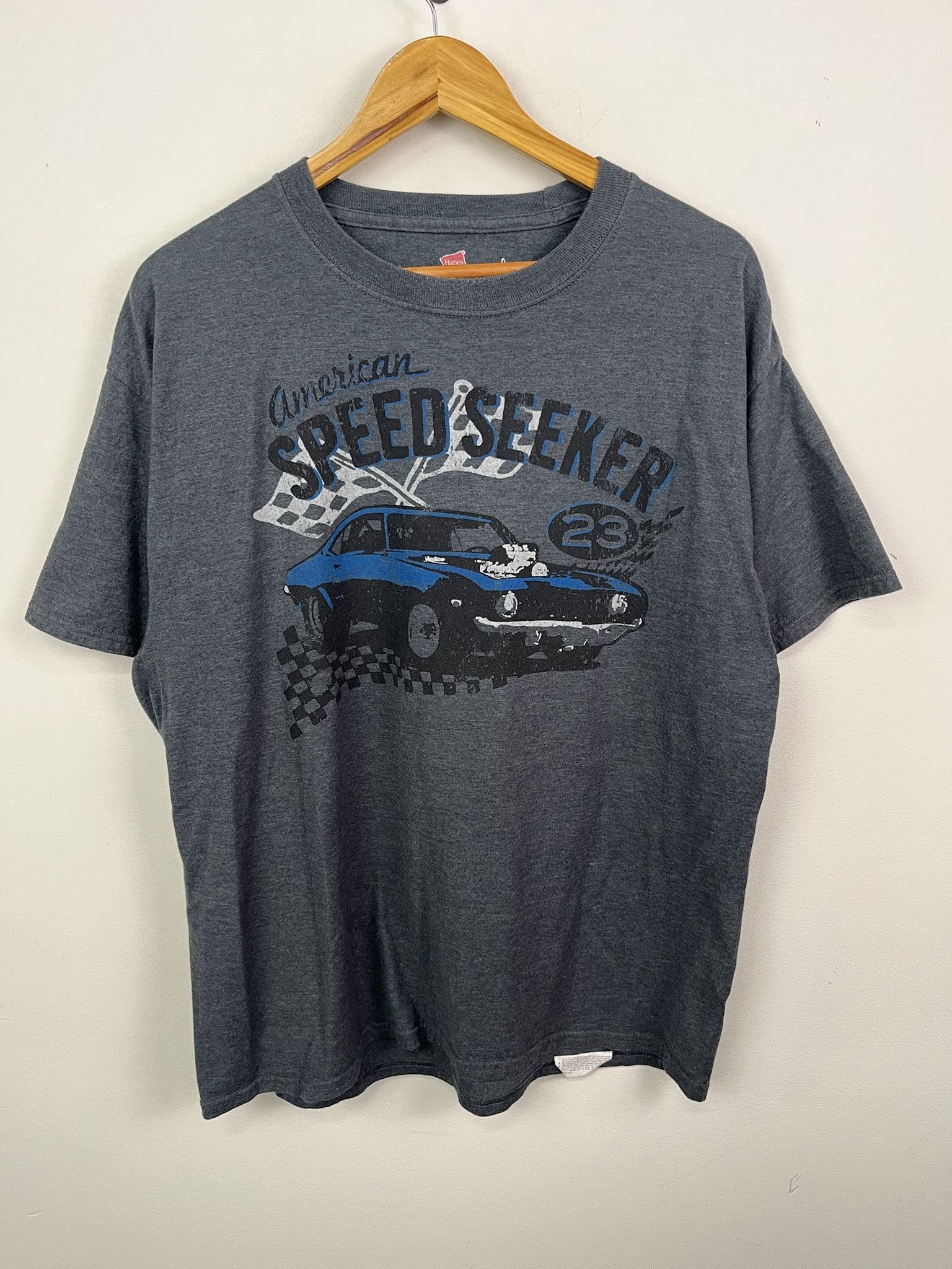 Hanes × Vintage Vintage 00's Y2K Hanes Beefy-T American Speed Seeker Pullover T-Shirt Size L Size US L / EU 52-54 / 3 - 1 Preview