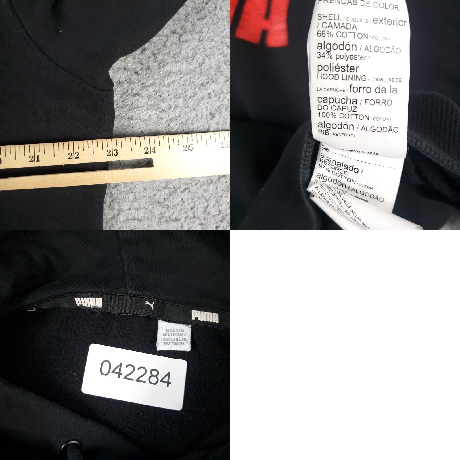 Puma PUMA Hoodie Mens Medium Black Casual Pullover Sweatshirt Mock Neck Long Sleeve Size US M / EU 48-50 / 2 - 8 Thumbnail