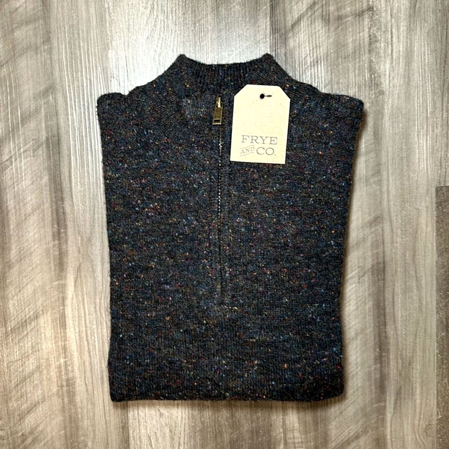 Frye Frye & Co. Quarter Zip Pullover Sweater Shirt Small Men Black Night Sky 55% Polyester 38% Acrylic 5% Wool 2% Spandex NWT Mens Small Size US S / EU 44-46 / 1 - 2 Thumbnail