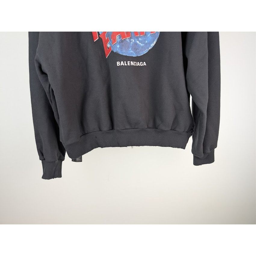 Balenciaga o1rshd1 Planet Earth Molleton Arch Zip-Up Hoodie in Black Size US M / EU 48-50 / 2 - 11 Thumbnail