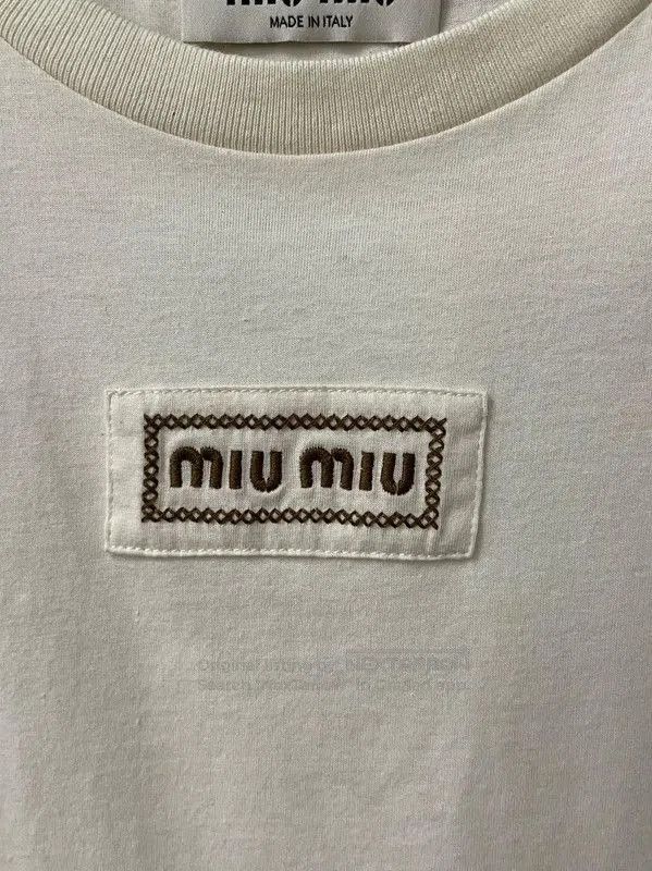 Miu Miu Miu Miu Summer Cream Cotton T-shirt . Size M / US 6-8 / IT 42-44 - 5 Thumbnail