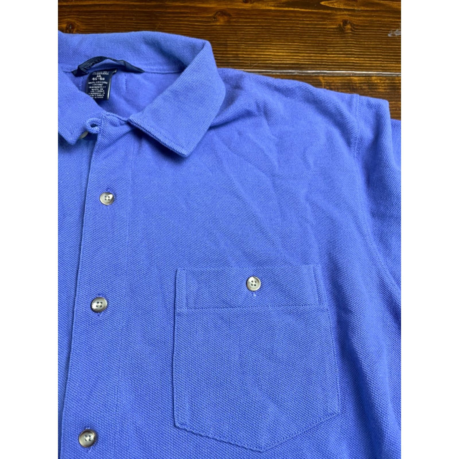 Lands' End Lands' End Shirt Men XL Purple Blue Button Up Short Sleeve Casual Travel Regular Cotton Blend Size US XL / EU 56 / 4 - 3 Thumbnail