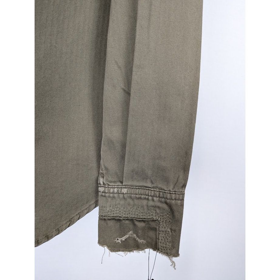 Saint Laurent Paris o1rshd1 Classic Western Shirt in Khaki Stonewash Size US M / EU 48-50 / 2 - 8 Thumbnail