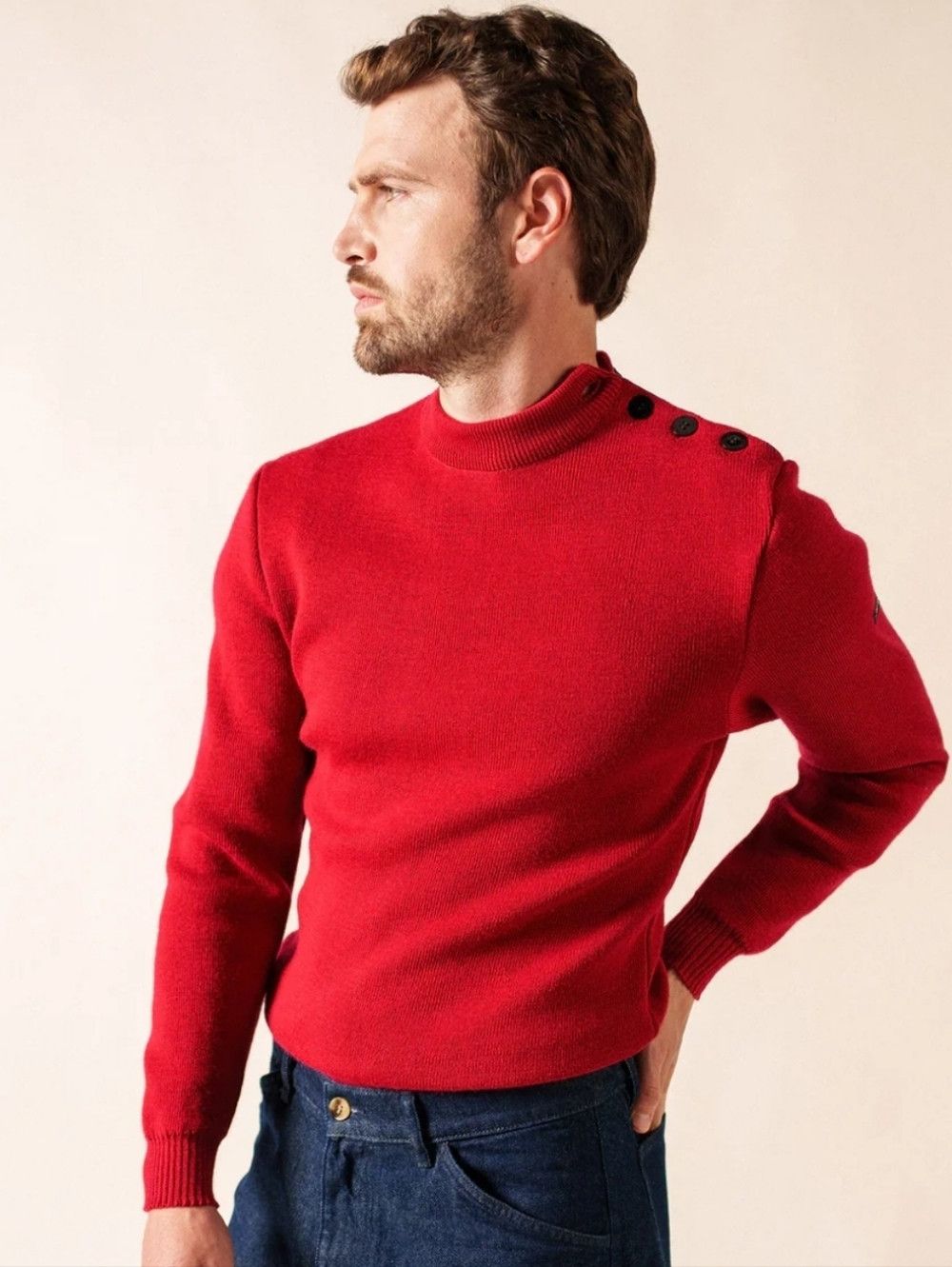 Saint James Saint James Red CANCALE Fisherman Sweater Side Button - Xs Size US XS / EU 42 / 0 - 1 Thumbnail