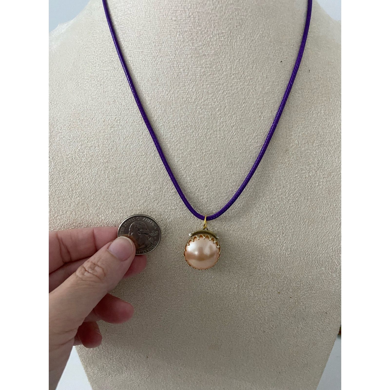 Vintage vintage peach faux pearl pendant necklace Size ONE SIZE - 2 Thumbnail