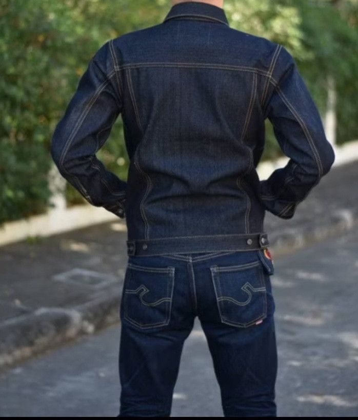 Japanese Brand 💥Salvedge Seventy four 27 oz type 2 denim jacket Size US XL / EU 56 / 4 - 4 Thumbnail