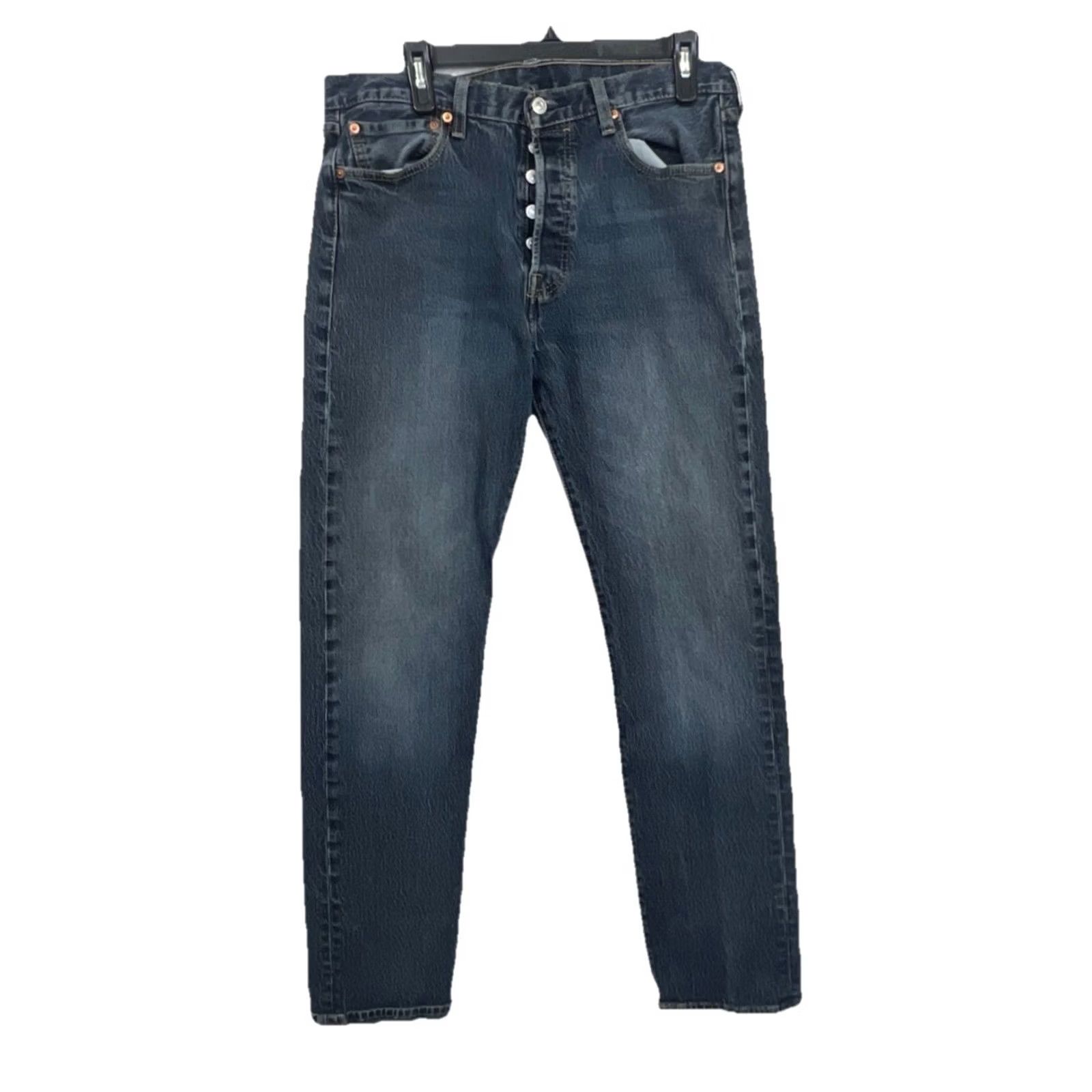 Levi's Levi’s 501 Original Fit Jeans Men’s 33x34 Dark Wash Button Fly Straight Leg Size US 33 - 2 Thumbnail