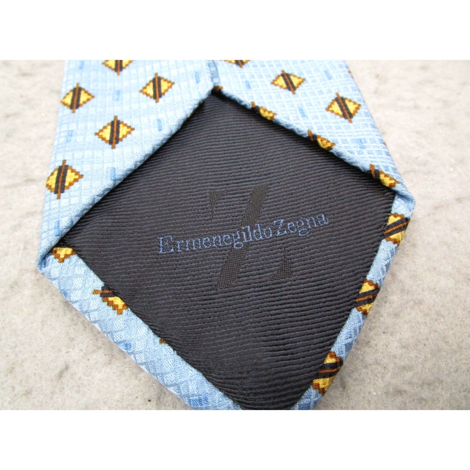 Ermenegildo Zegna VINTAGE Ermenegildo Zegna Men's Blue Silk Neck Tie Abstract Geometric Classic Italy Designer Size ONE SIZE - 4 Thumbnail