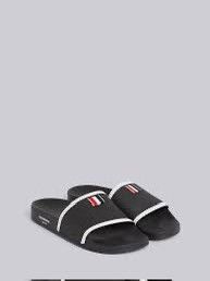 Thom Browne Thom Browne Black Rubber Stripe Pool Slides Size US 11 / EU 44 - 1 Thumbnail