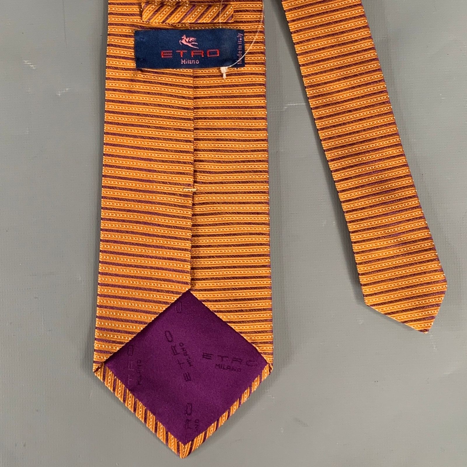 Etro ETRO Orange Purple Mixed Pattern Silk Tie Size ONE SIZE - 2 Thumbnail