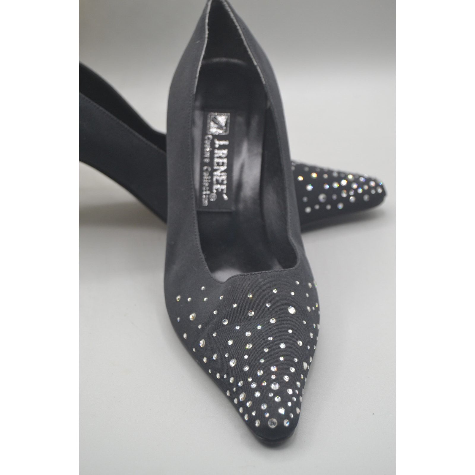 Vintage Black Vintage J.Renee Couture Collection Heels + Rhinestones Size US 7.5 / IT 37.5 - 4 Thumbnail