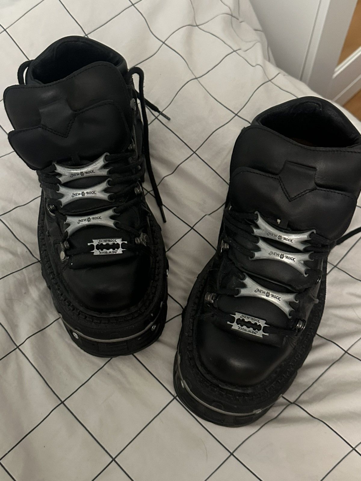 New Rock New Rock Black Platform Gothic Boots Punk Y2K Chunky Sole Size US 9 / IT 39 - 4 Thumbnail