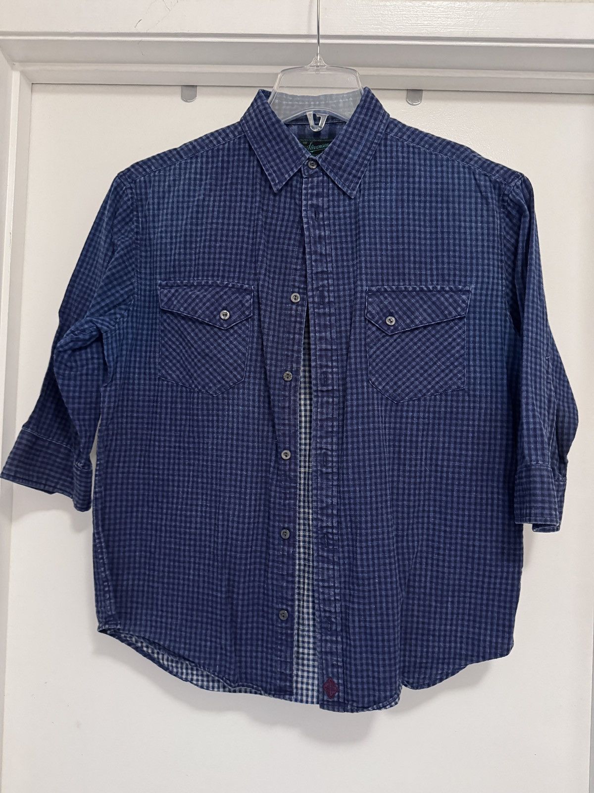 Stevenson Overall Co. Steven Overall Co. Indigo Checkered 3/4 shirt sz large Size US L / EU 52-54 / 3 - 1 Thumbnail