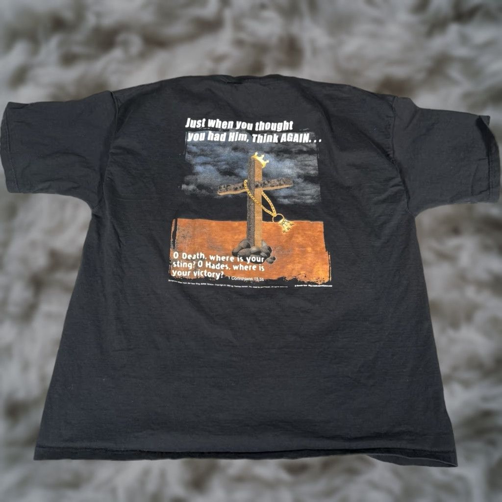 Vintage VINTAGE Jesus T Shirt Mens 2XL Corinthians Y2K Black Shirt Mens 2XL Graphic Print Crew Neck Short Sleeve Retro Jesus Shirt Mens Black Size US XXL / EU 58 / 5 - 1 Thumbnail
