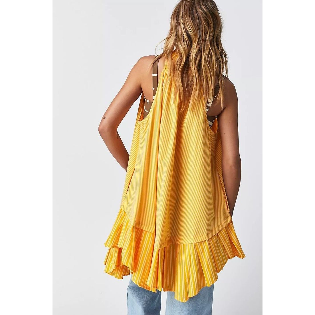 Free People New Be Real Button Front Tunic Mini Dress $128 SMALL Yellow Size S / US 4 / IT 40 - 4 Thumbnail