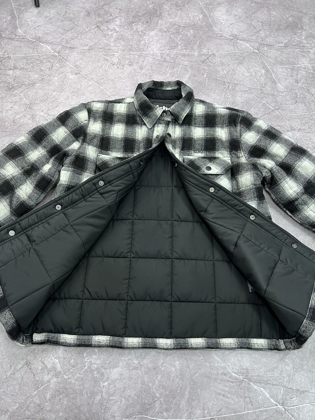 Schott × Vintage Schott NYC DOWN Wool SHIRT BUTTON Jacket BOMBER Size US M / EU 48-50 / 2 - 8 Thumbnail