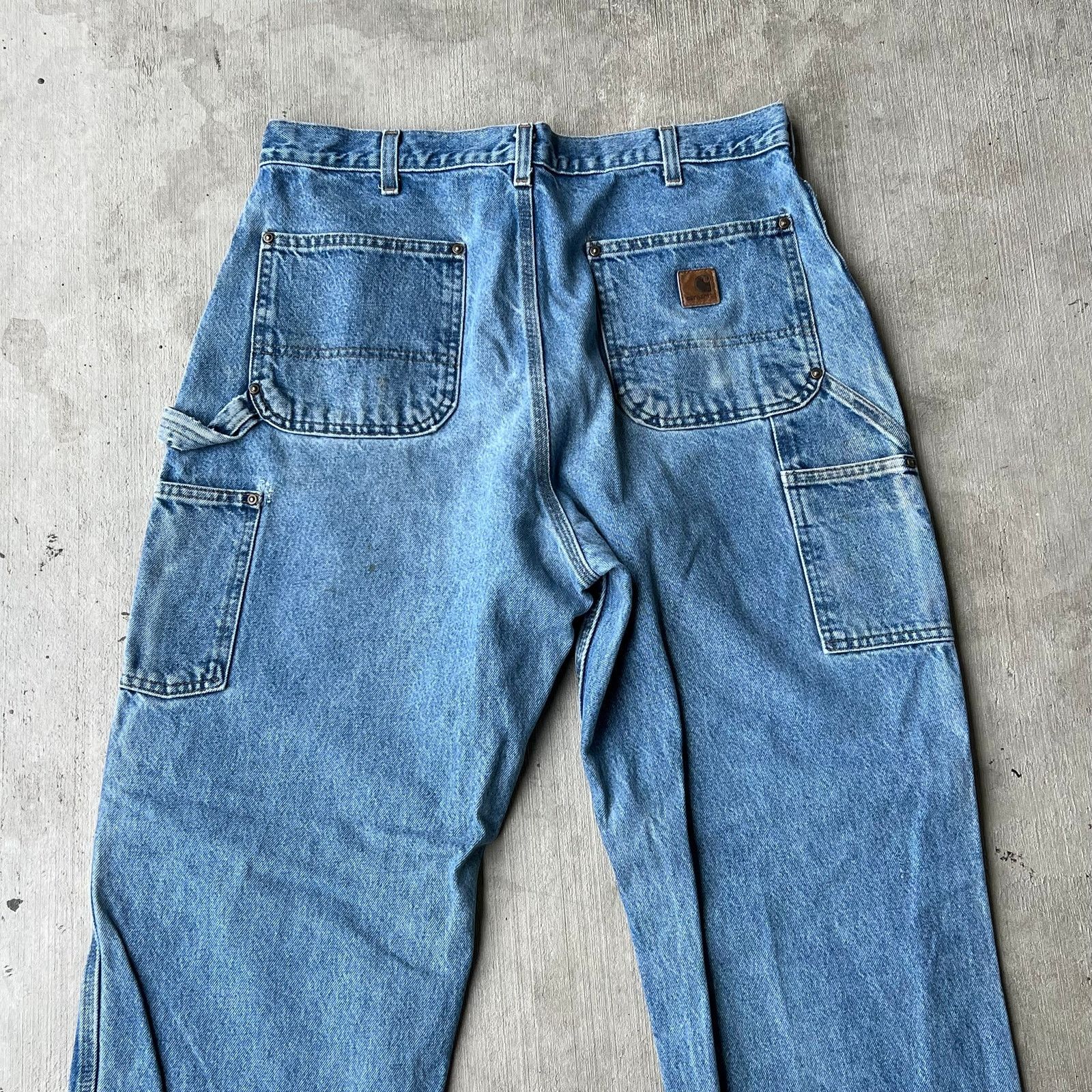 Carhartt × Vintage Carhartt blue denim jeans double knee work carpenter pants Size US 36 / EU 52 - 6 Thumbnail