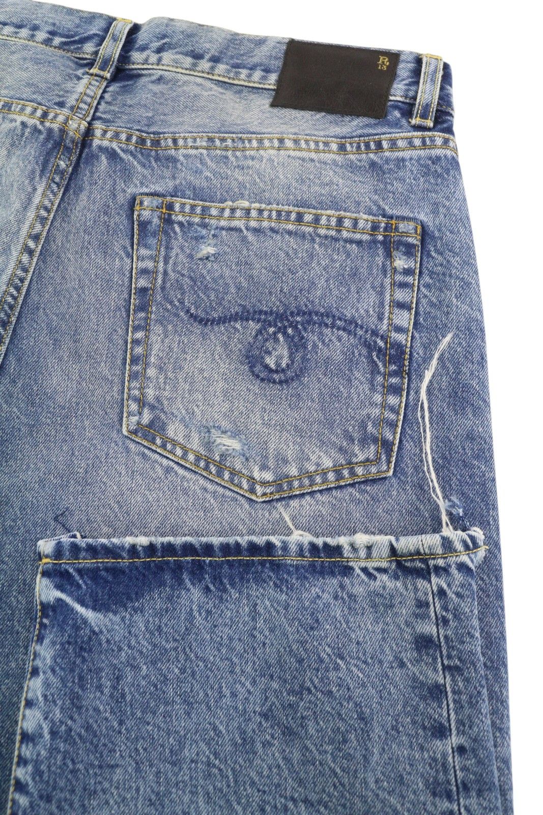 R13 BOYFRIEND 29 Washed Ankle Cropped Distress Bain 84462 Size 29" - 6 Thumbnail