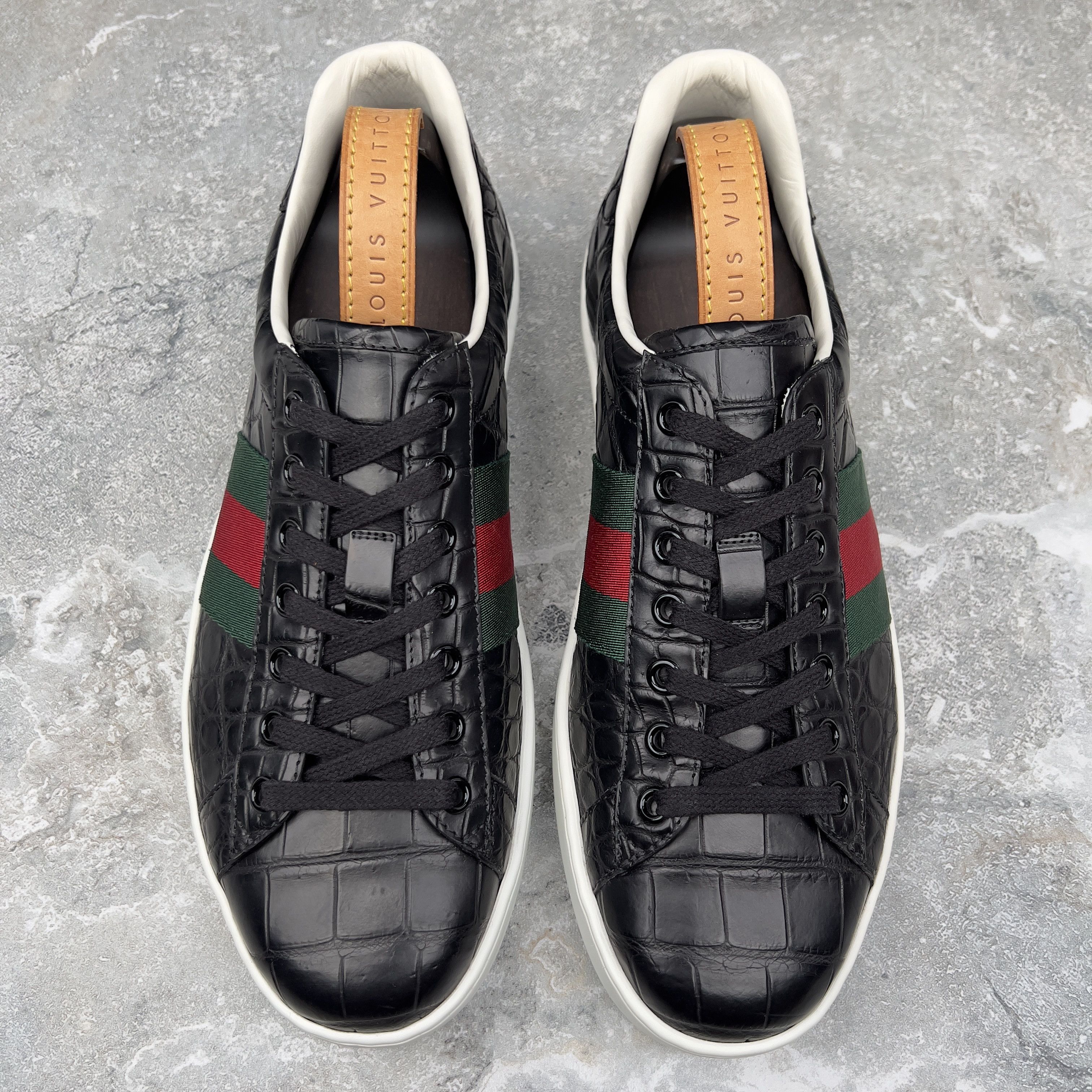 Gucci Ace Sneakers Web Genuine Crocodile Leather Size US 8 / EU 41 - 4 Thumbnail
