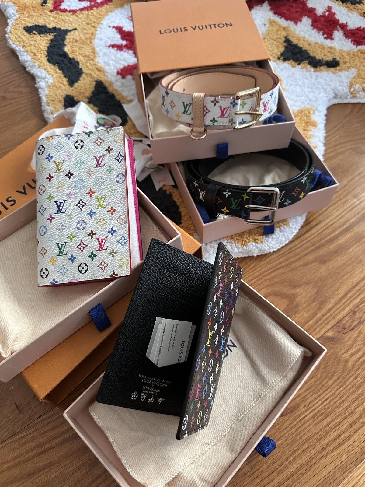 Louis Vuitton × Takashi Murakami MURKAMI LOUIS VUITTON MULTICOLOR MONOGRAM BELT BLACK Size 34 - 2 Thumbnail