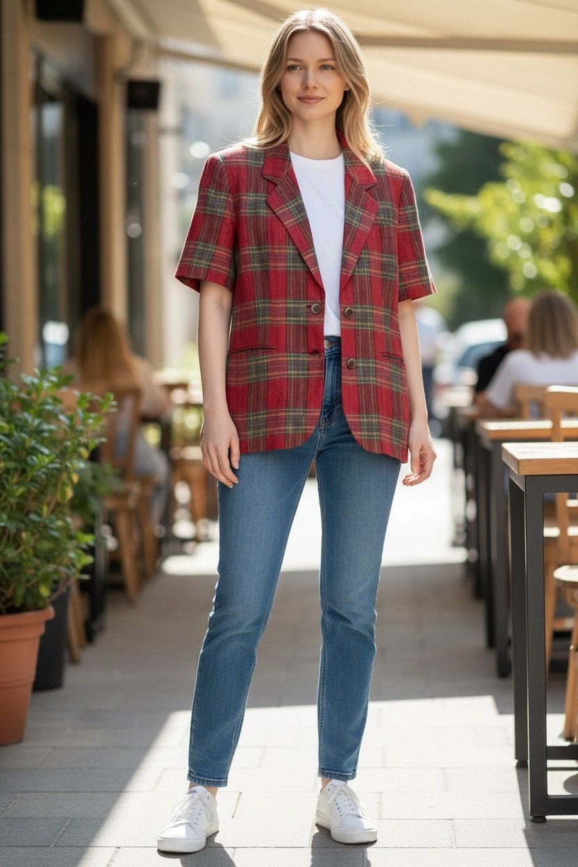 Burberry Vintage Burberry Short Sleeve Red Tartan Size ONE SIZE - 1 Thumbnail